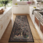 Runner Rug Vibrant Tree of Life-Patterned Vintage Kitchen Rugs Non Slip Washable Soft Carpet Runner for Laundry Bedroom Bathroom, Black