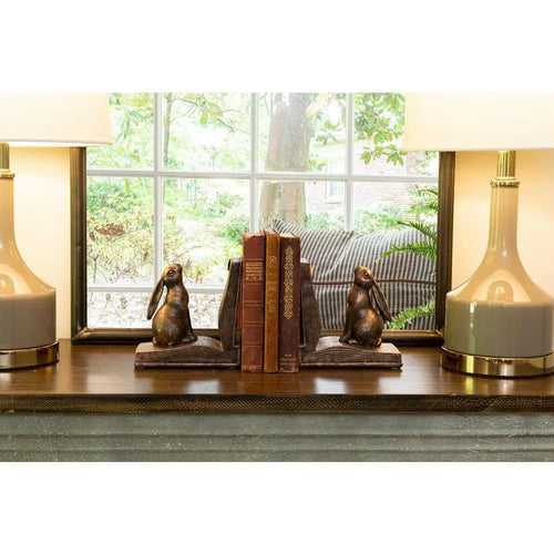Decorative Rustic Bronze Rabbit Bookends