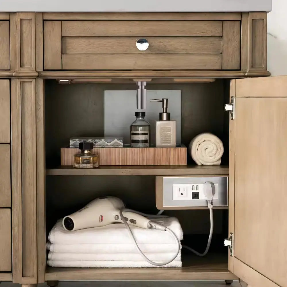 Darrowood 72 In. W X 23 In. D X 34 In. H Double Sink Freestanding Vanity in Walnut W/ Pietra Gray Quartz Top