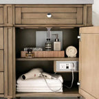 Darrowood 72 In. W X 23 In. D X 34 In. H Double Sink Freestanding Vanity in Walnut W/ Pietra Gray Quartz Top