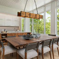 Dining Room Rustic Chandelier Farmhouse with 4X5W LED Downlight - Wood - 39.37X4.72X59In