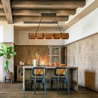 Dining Room Rustic Chandelier Farmhouse with 4X5W LED Downlight - Wood - 39.37X4.72X59In