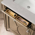 Darrowood 72 In. W X 23 In. D X 34 In. H Double Sink Freestanding Vanity in Walnut W/ Pietra Gray Quartz Top