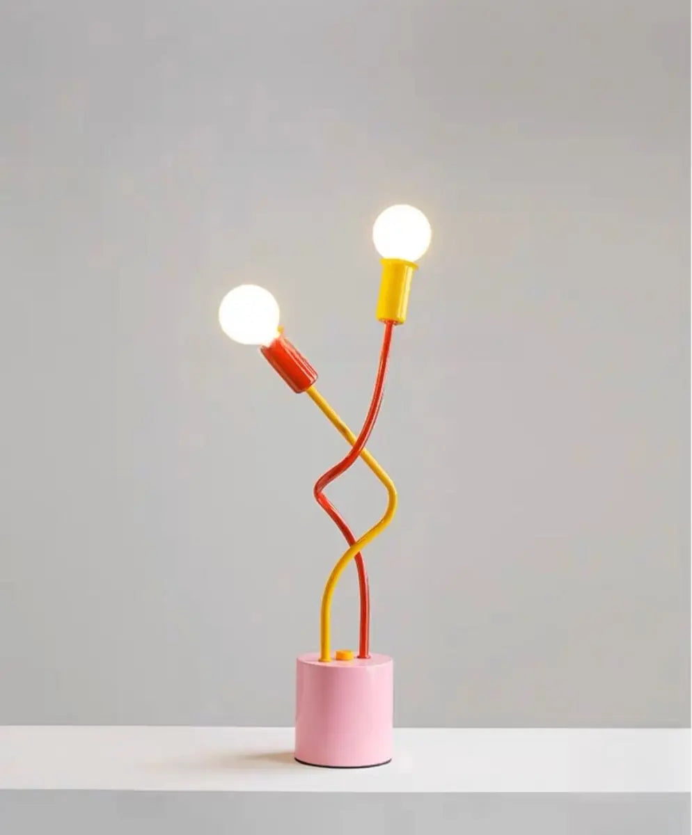 Illuminate Your Space with the Whimsical Eclectic Memphis Sprout Table Lamp - A Cute and Colorful Decorative Desk Essential